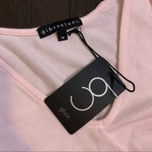 NWT Gibsonlook Lotus Pink Fleece Long Blouson Sleeve V Neck Top Medium - Picture 9 of 11